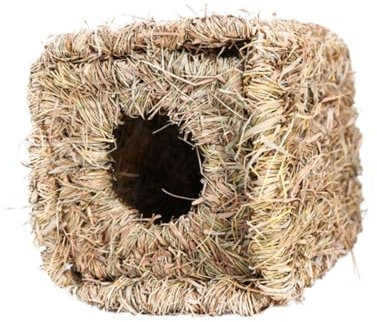 POPETPOP Handgefertigtes Nest Aus Stroh Gewebtes Nest Für Kleintiere Faltnest Als Spiel Und Ruheplatz Für Hamster Chinchillas Meerschweinchen Und Kaninchen Natürliche Grasqualität Sicher Un