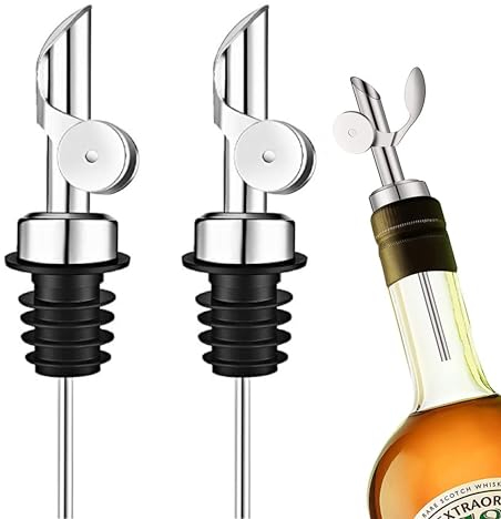 LIANGQI 2 Piezas Vertedores Profesionales para Botellas Metal Vertedor para Aceite de Oliva Vertedores Cónicos para Licores Se Ajusta al Labio de la Botella 16-21MM para Bar, Pub, Bistro (Plateado)