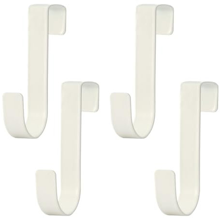 Gments 4Pcs Over Door Hooks Single Over The Door Hangers Heavy Duty Stainless Steel Reversible Wreath Hooks Metal for Bathroom Kitchen Cupboard Cabinet Bedroom Hanging Clothes Starter Garland, White