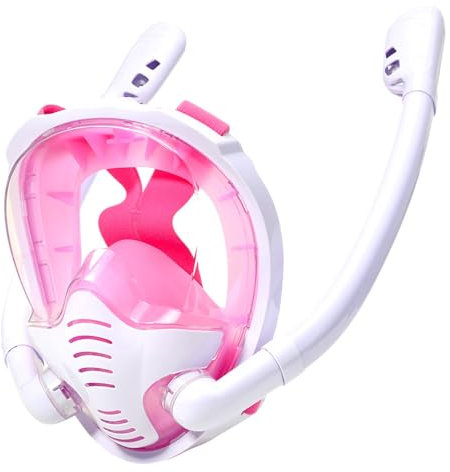Tauchmaske, Schnorchelmaske mit 180°-Sicht, Anti-Beschlag-Panoramasicht, Schnorchelmaske mit Dry-Top-System, Tauchmaske mit Anti-Beschlag- und Anti-UV-Schutz, gehärtetes Glas E,L/XL