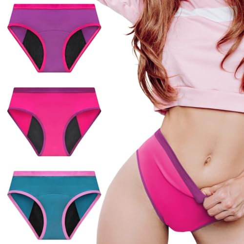 MOOPRA Bragas Menstruales Niñas en Fibra de Bambú | Absorción en Nido de Abeja, Transpirables, Antibacterianas | Ecológicas y Reutilizables | Niñas y Adolescentes | Incontinencia Leve (Pack de 3)