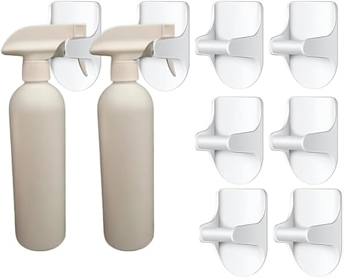 Halterung für Sprühflaschen, Sprühflasche, Selbstklebende Wandhaken, widerstandsfähige Selbstklebende Aufhänger, 8 Haken und 2 Sprühflaschen, Wassersprüher