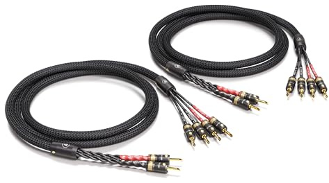 VIABLUE SC-4 Silver BI-Wire * High-End Lautsprecherkabel * T8 * Modell 2024 * Bananenstecker, echtvergoldet * 1 Paar * mit Splitter * 250 cm * 2.5 m