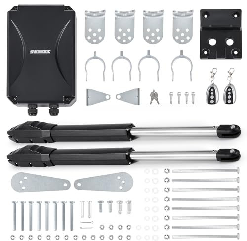 CO-Z 400KG Motor Puerta Batiente, Kit Motor Puerta Batiente 2 Hojas para Puertas Dobles, Motor Puerta Abatible con 2 Controles Remotos y Llaves de Liberación
