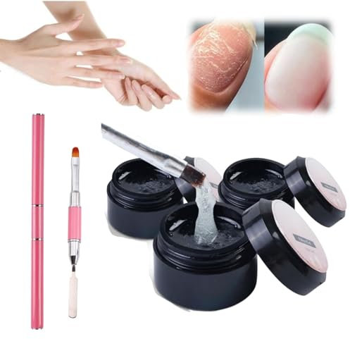 Nail Repair Protection Gel, Nail Repair Kit for Split Natural Nail, Instant Cracked Nail Repair Gel, Natural Broken Nail Repair Kit, Easy and Quick Repair (Gel*3+Pen)