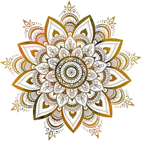 VOSSOT Grand Sticker Mural Mandala pour Chambre à Coucher - Or Boho Fleurs Décoration Murale - Style Boho Couloir Yoga