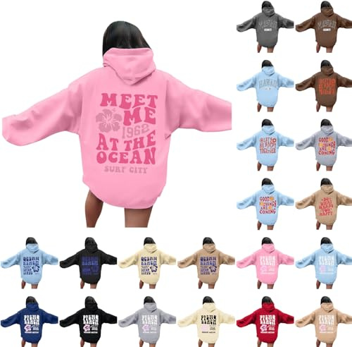 Hoodies,Oversized Hoodies For Women Long Sleeve Drawstring Letter Graphic Hoodies Palm Puff Fall Fashion Pullover Sweatshirt(#Z01-pink,S)