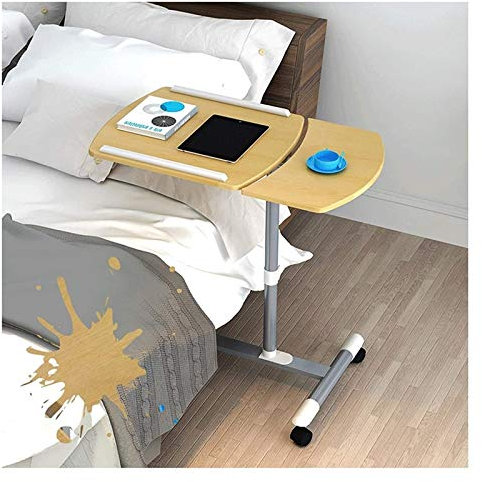 OWOHYG Überbetttisch Überbetttisch Rollen Nachttisch C-förmiger Sockel Laptop-Schreibtisch Home-Office-Sofa-Beistelltische Tage Überbetttisch Höhenverstellbarer mobiler Computer(Wood Color)