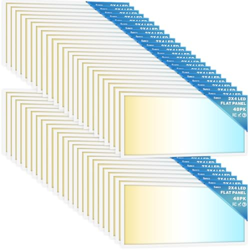 Sunco 48 Pack 2x4 LED Flat Panel Light Drop Ceiling Office Shop Commercial Warehouse Fixture, 6500 Lumens, Selectable Features, 30W/40W/50W, 4000K/5000K/6000K, Dimmable (0-10V), Dustproof ETL