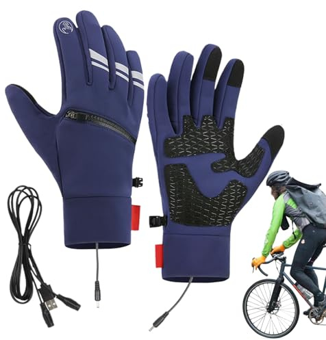 Pzuryhg Guantes de trabajo con calefacción para esquí, guantes de snowboard con calefacción, impermeables, USB para ciclismo al aire libre, invierno con elementos de calor, guantes de nieve adecuados
