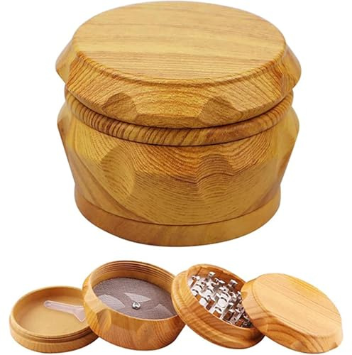 Grinder Pollen Crusher 4-Teilig Mühle mit Scraper, Pollen Grinder Crusher für Spice, Kräuter, Herb (Light,1.6 X 1.3 inch)