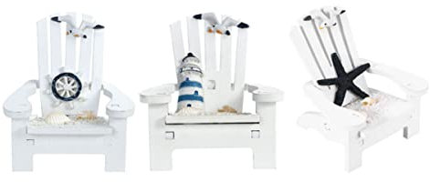 Cabilock 3pezzi Sedia Da Spiaggia Artigianale in Miniatura Sedie in Legno Stile Mediterraneo Decorazione Per Scrivania o Casa Delle Bambole Ornamento Elegante Per Tavolo