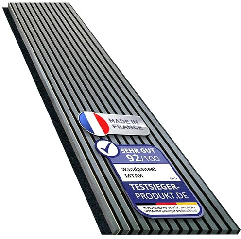 Akustikpaneele MDF Holz 60x270 cm, 21 mm Dicke | 2er Set Akustikplatten | Wandpaneele Holzoptik | Akustikpaneel Wandverkleidung | Moderne Lamellenwand mit Schallabsorption (Graues Anthrazit)