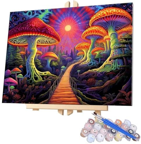 Paint by Numbers for Adults DIY Paint by Numbers Mushroom for Beginners Painting by Numbers on Canvas DIY Acrylic Paints Set Paint by Numbers Kits for Adults Perfect for Gifts Decor 28x36in G-535