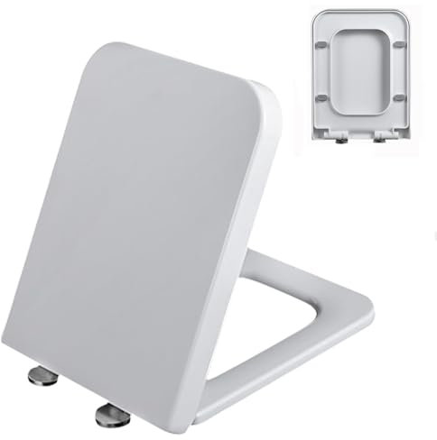 Brigtviee Eckig Wc Sitz Mit Absenkautomatik,Toilettendeckel Aus Kunststoff,36 X 47 cm,Klobrille Quadrat,Einfache Reinigung,Abnehmbarer Klositz,Maximale Belastung 150kg, Einfache Montage