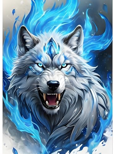 QQYRHN 5D Wütende Wölfe Diamond Painting Kit für Erwachsene Anfänger Traumland Diamant Kunst Kits Vollständiges DIY Fantasie Wölfe Diamantstickerei-Set Perfekt zur Entspannung und Dekoration 30x40 cm