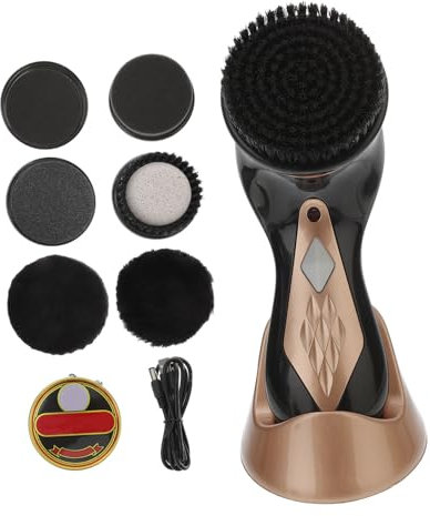MAJORMENCH Portable Electric Shoe Polisher Brush Leather Shoe Shine Kit Handheld Gold Travel Wireless Cleaner