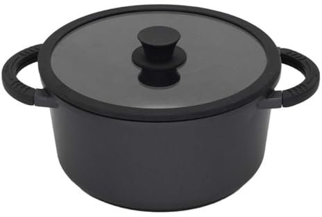 AltoBuy Faitout en Fonte Aluminium 28cm avec Couvercle en Verre et Aeration - SULON