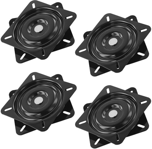 CHUENKUK 4 Stück Universal Möbel Drehteller, 360 Drehbar Drehlager 162 x 162 mm Drehteller Drehplatte 6,5 Zoll Schwarz Metall Drehstuhlplatte Chair Swivel Plate für Hocker und Stuhl