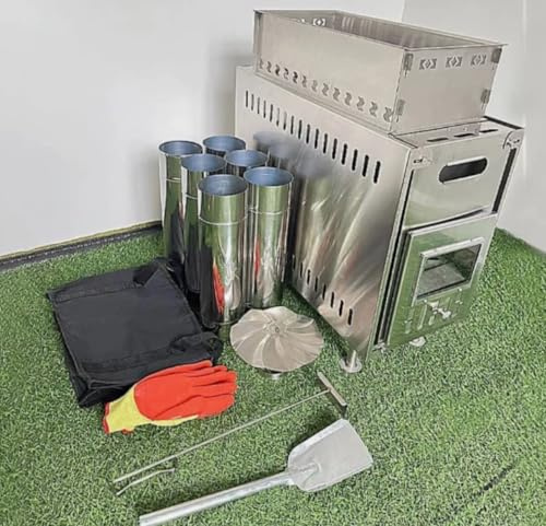 Stufa a legna portatile per esterni e sauna, con camino (grande)