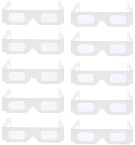 Uonlytech 25 Stück Teiliges Diffraction Papierbrillen Weiß Leichte Tragbare für Festivals DIY Blanko Design zur Kreativen Gestaltung als Party Foto-requisiten