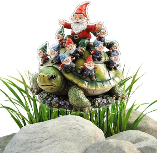 kaiop Pali da Terra - Decorativo 2D in Acrilico su Picchetto a Forma di Tartaruga per Esterni | Decorazione con Inserzione Artistica e Punte da Terra per Vasi, Percorso, Prato e Giardino