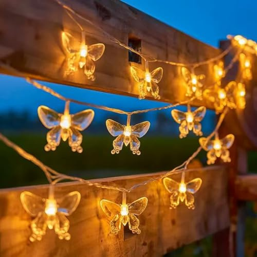 HHMTAKA Butterfly Fairy Lights,3M 20 LED USB String Fairy Lights Indoor Decorative String Lights for Christmas, Party, Wedding,Balcony, Gazebo, Garden, Camping