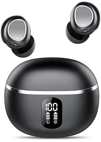 Mini Kopfhörer Kabellos Bluetooth 5.4, In Ear Kopfhörer Bluetooth Noise Cancelling, 50H Laufzeit, Deep Bass, Bequem und Stressfrei, IPX7 Wasserdicht, Ultraleicht Sport Ohrhörer mit 4 ENC Mic, USB-C