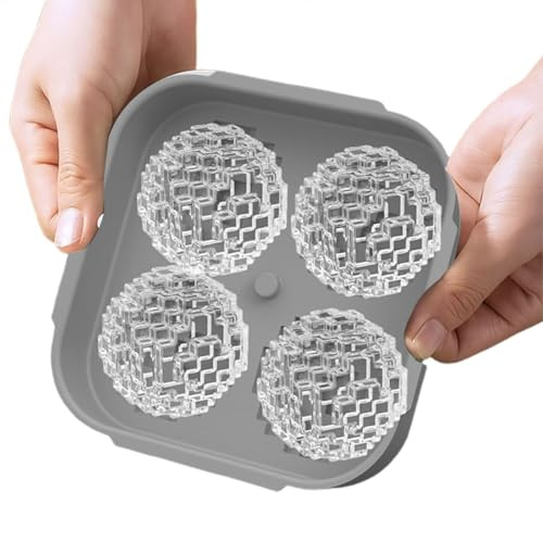 Ice Moulds in Golf Ball Shape for Whisky, Silicone with Easy Removal for 4 Golf Moulds, Soft for the Freezer - Large Round Ice Ball Maker Mould - For Cocktails Tequila Juice Fruit Chocolate