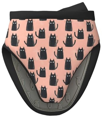 Mini gants de cuisine en silicone résistants à la chaleur Motif chat mignon Noir