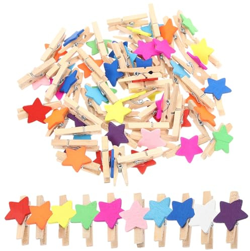 SHINEOFI Lot de 100 Mini Pinces à Linge en Bois Colorées Clips Photo Décoratifs Multifonctions Petites Pinces Artisanales pour Bricolage et Décoration Intérieure pour Photos Mémos et