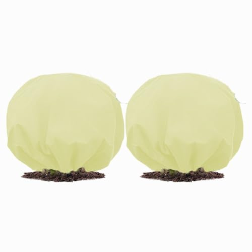 NINMORTH Copertura protettiva per piante in tessuto non tessuto spesso, per l'inverno e l'esterno, per copertura isolante per piante da giardino, confezione da 2, beige, diametro 190/250/300 cm