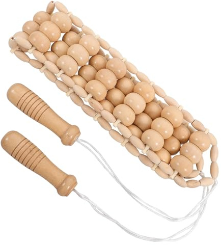 VINTORKY Rodillo Masajeador Corporal de Madera Mango Ergonómico para Aliviar Tensión Muscular en Cuello y Espalda, Herramienta Manual para Masaje en Casa y Bienestar