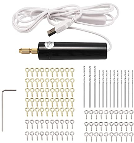 Baoblaze 1 Pieza Mini Taladro Eléctrico Portátil para Resinaje Metal USB Juego Manual con Brocas Múltiples Pinza Y Tornillos Adecuado para Confección de Pe, estilo a