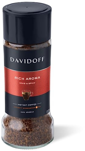 DAVIDOFF Rich Aroma Instant Coffee - Vivid and Spicy - Strong Body and Pleasant Acidity - 100% Arabica Beans - 10/12 Intensity - 1 x 3.52 oz