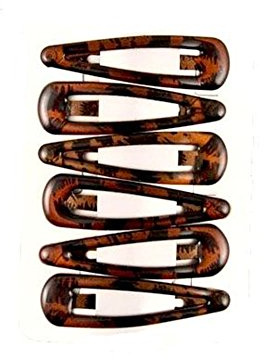 Womens Hair Accessories Set - 6 X Snap Hair Clips in Brown Colour Stylish Hairclips for Daily Wear
