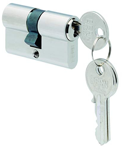 Alberts 611538 Profilzylinder mit zwei Schlüsseln | Messing, vernickelt | Länge 44 mm | Größe 22/22