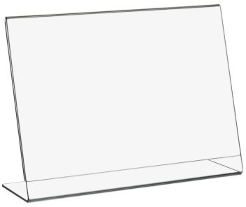 10 Stück DIN A5 Quer L-Ständer/Werbeaufsteller, Acrylglas | 10er Set, L-Ständer, Echtes Acrylglas, Glasklar, Mit Schutzfolie, Made in Germany, Sicherer Stand, Einfacher Blattwechsel