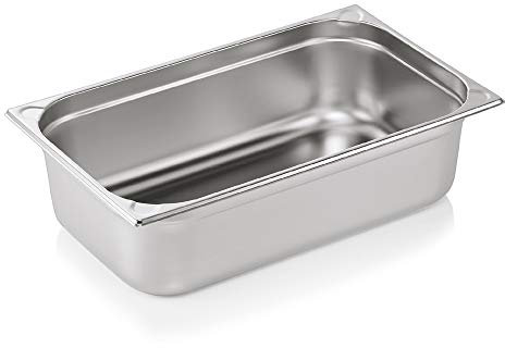 WAS 7611 150 Serie 76 - Contenitore Gastronorm in acciaio cromato con bordo impilabile, 21 l, 1/1 GN, 325 mm x 530 mm x 150 mm