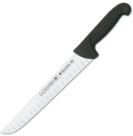 3 Claveles Cuchillo Carnicero Alveolado Proflex, Acero Inoxidable, Negro, 26 cm-10.5