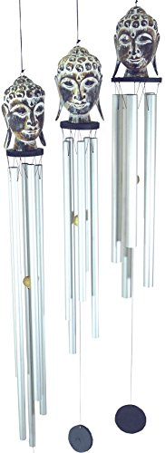 GURU SHOP Aluminium Klangspiel, Windspiel Buddha, Länge-Rohrdurchmesser: L-L 120cm - 18mm, 120x11x11 cm, Windspiele & Klangspiele