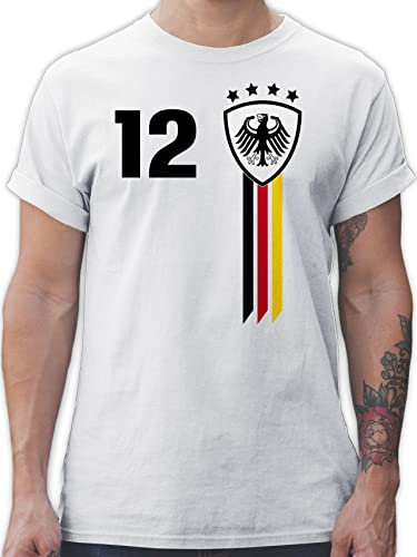 T-Shirt Herren - Fußball EM WM - 12 Mann Deutschland - M - Weiß - deutschlandtrikot2021 Fussball Shirt männer Europameisterschaft German Tshirts deutschlandtrikot Euro Tshirt fu Ball Germany