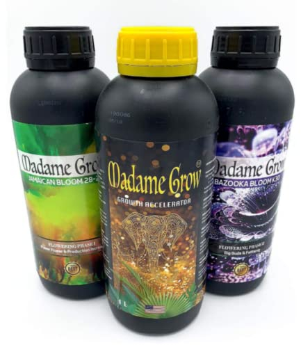 MADAME GROW Dünger 420 grüne Pflanzen - Dünger für grüne Pflanzen - Flüssigdünger für Pflanzen - Universaldünger für das Wachstum - Dünger für die Blüte der Pflanzen -(KIT POWER 420 3x1L)