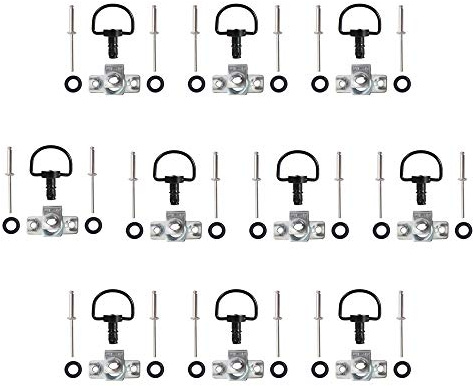 Oldbones - Elementi di fissaggio per moto da corsa a sgancio rapido, anello a D, 1/4 di giro, rivetti di fissaggio per carenatura, tipo B, 14 mm, colore Nero scuro (confezione da 10)