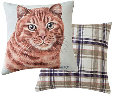 Viceni ingefära katt fylld kudde – 43 x 43 cm/17 x 17 tum, 43 x 43 cm