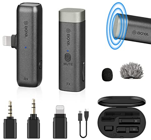 Boya BY-WM3D Lavalier - Micrófono inalámbrico Wireless Microphone for iPhone Vlog Podcast