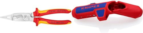 KNIPEX Elektro-Installationszange 1000V-isoliert (200 mm) 13 86 200 & ErgoStrip Universal-Abmantelungswerkzeug (135 mm) 16 95 01 SB