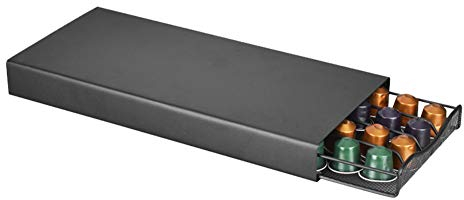 Genericer Cassetto Porta cialde caffè, Ferro Porta Capsule caffè Porta Capsule caffè Cassetto Porta Capsule Porta cialde caffè per 40 Pezzi Stoccaggio Cucina Nero