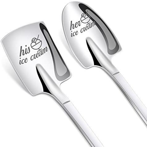 Welsky Christmas Spoon Gifts for Her and Him, Anniversary Spoons Gifts for Him Her, Valentines Day Gifts for Couples Lovers Stainless Steel Coffee Spoon Pack of 2 Set, Romantic Mr and Mrs Gift