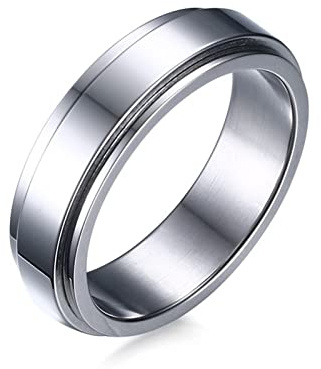 Epinki Fidget Ring Herren - 6mm Spinner Ringe für Damen, Mädchen & Herren - Edelstahl Band Ringe - Fidget Anxiety Ringe zum Polieren - Frauen Ring für Stressabbau